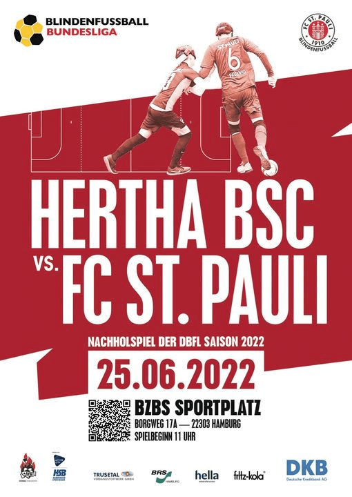 Spielplakat für die Begegnung FC St. Pauli - Hertha BSC, am 25.06.2022 um 11.00h am Borgweg.