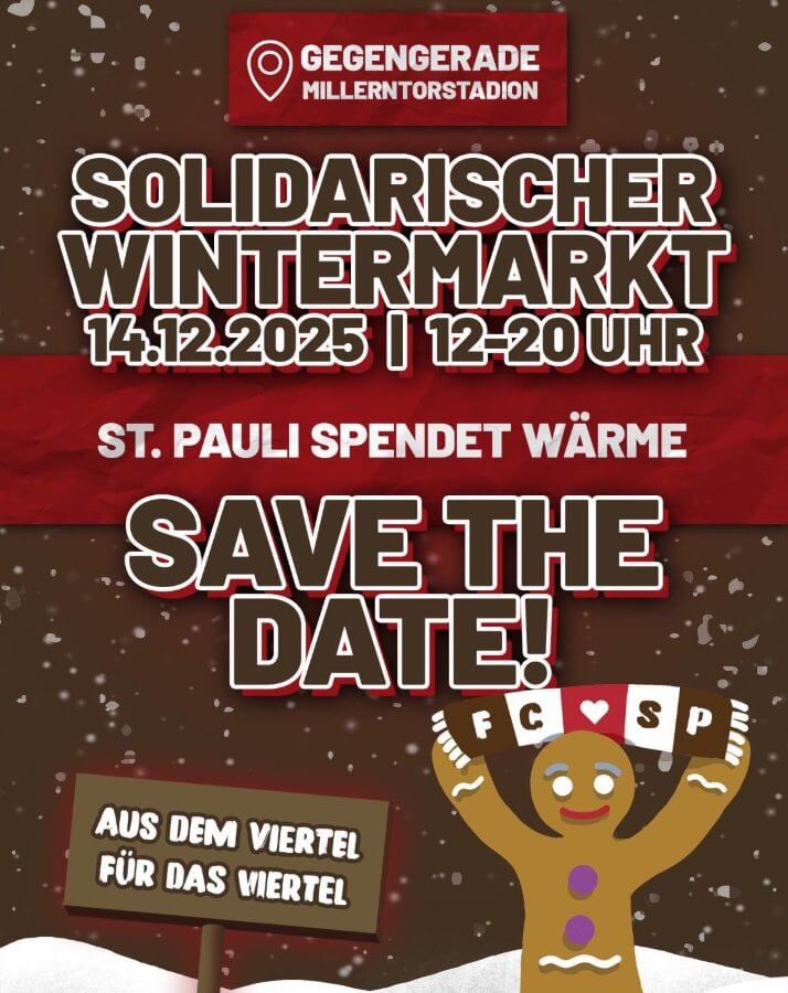 Solidarischer Wintermarkt, 14.12.2025, Millerntor, Gegengerade, 12 bis 20 Uhr