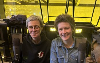 Anke und Jessy bei der Aufzeichnung für den MillernTon Podcast 117 zum Thema "Lauf gegen Rechts"