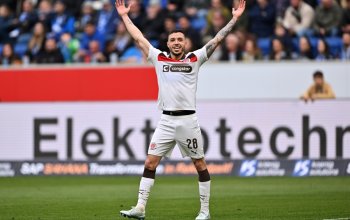 Mathias Perreira Lage (FC St. Pauli) feiert sei Tor bei der TSG Hoffenheim. // (c) Sebastian Widmann/Getty Images via OneFootball, 28.02.2025