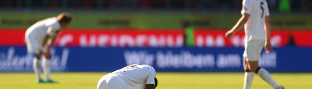 HEIDENHEIM, GERMANY - APRIL 25: Abdoulie Ceesay of FC St. Pauli looks dejected following defeat in the Bundesliga match between 1. FC Heidenheim 1846 and FC St. Pauli at Voith-Arena on April 25, 2026 in Heidenheim, Germany. (Photo by Adam Pretty/Getty Images)
