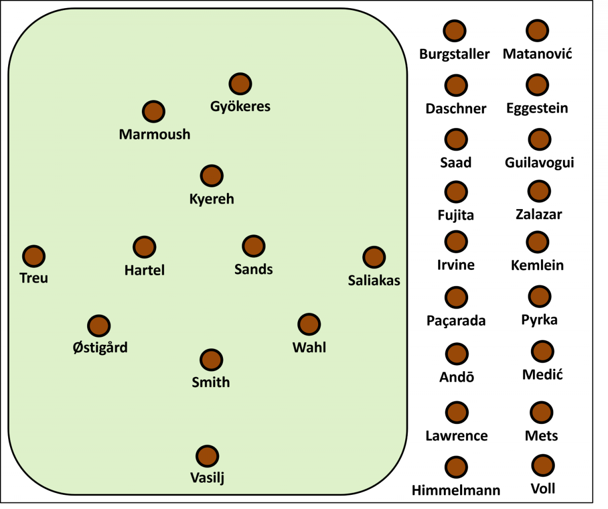 Der beste Kader des FC St. Pauli seit 2020 Startelf: Vasilj - Wahl, Smith, Østigård - Saliakas, Sands, Hartel, Treu - Kyereh - Gyökeres, Marmoush Restlicher Kader: Voll, Himmelmann - Lawrence, Mets, Andō, Medić - Paçarada, Pyrka - Irvine, Kemlein, Fujita, Zalazar - Saad, Guilavogui, Eggestein, Burgstaller, Matanović