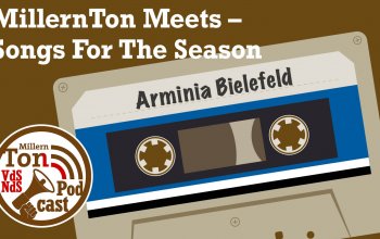 Grafik zur Saisonvorschau MillernTon Meets. Eine Kassette trägt den Titel "Arminia Bielefeld". Dazu das Logo des MillernTon VdS/NdS