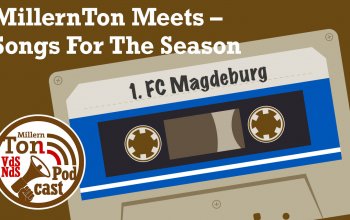 Grafik zur Saisonvorschau MillernTon Meets. Eine Kassette trägt den Titel "1. FC Magdeburg". Dazu das Logo des MillernTon VdS/NdS
