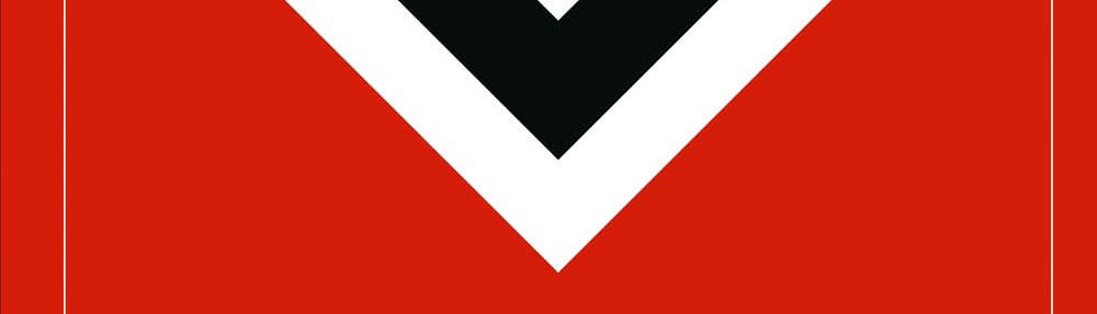 Buchcover: "Die Raute unterm Hakenkreuz" aus dem Verlag DIE WERKSTATT. Vor viel rotem Hintergrund ist das HSV-Wappen in Schwarz und Weiß zu sehen.